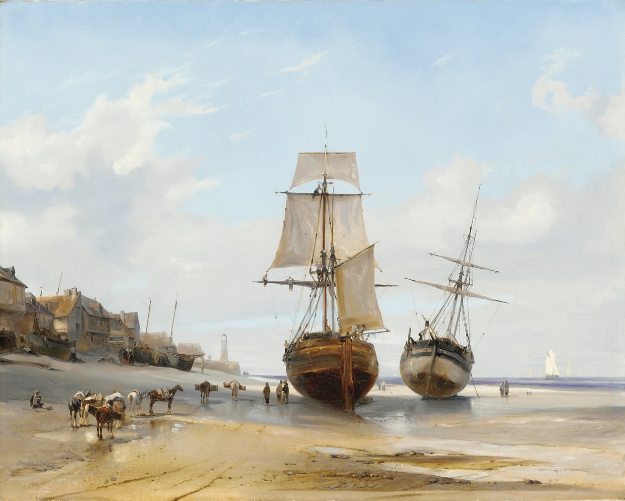 Barcos encalhados de Eugene Isabey