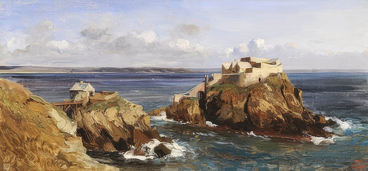 Vista da fortaleza de Bertheaume de Eugene Isabey