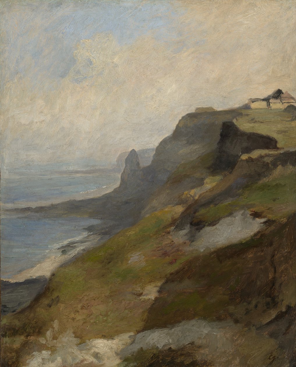 Cilffs da Normandia, c.1850 (óleo em placa de polpa de madeira, montado em Masonite) de Louis Eugene Gabriel Isabey