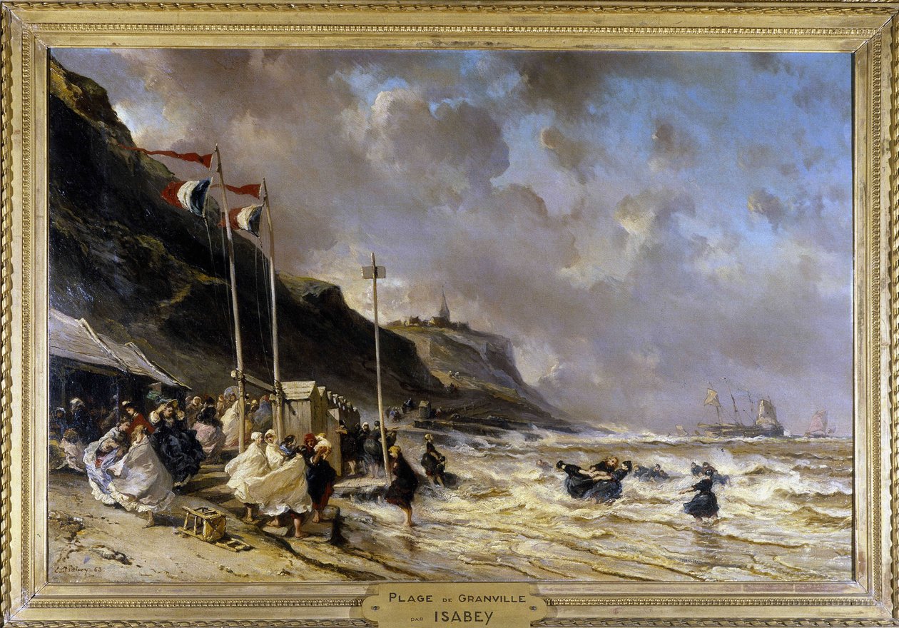 Granville Beach - Oil On Canvas, de Eugene Louis Gabriel Isabey (1803-1886) de Louis Eugene Gabriel Isabey