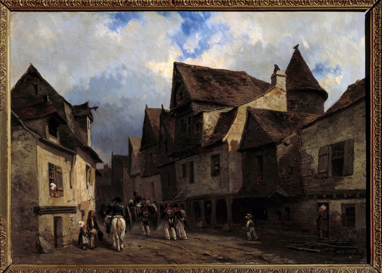 Rue de village Breton Painting de Louis Gabriel Eugene Isabey (1803-1886) Orleans do século XIX, Musee des Beaux Arts de Louis Eugene Gabriel Isabey