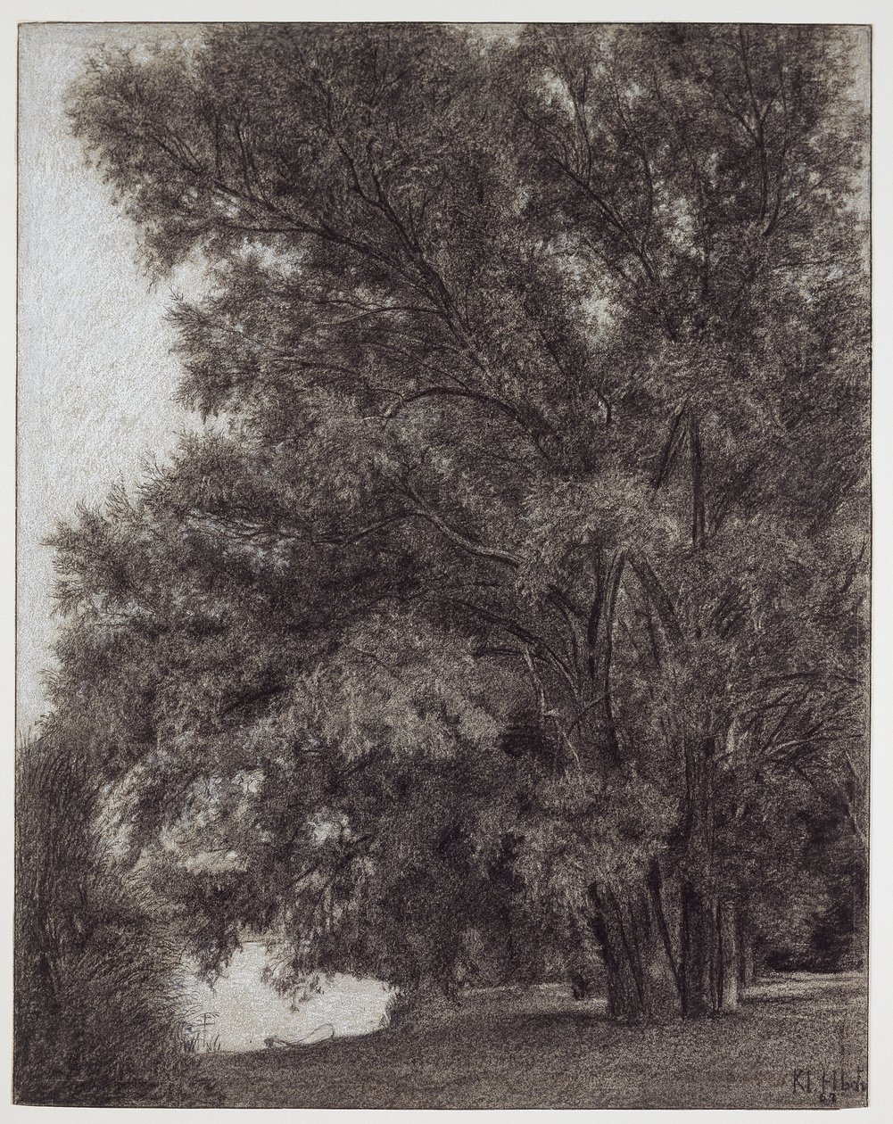 Grupo de árvores no parque do palácio de Kleinheubach de Louis Eysen