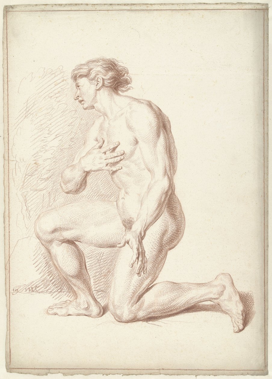 Masculino nu, ajoelhado, virado para a esquerda de Louis Fabritius Dubourg