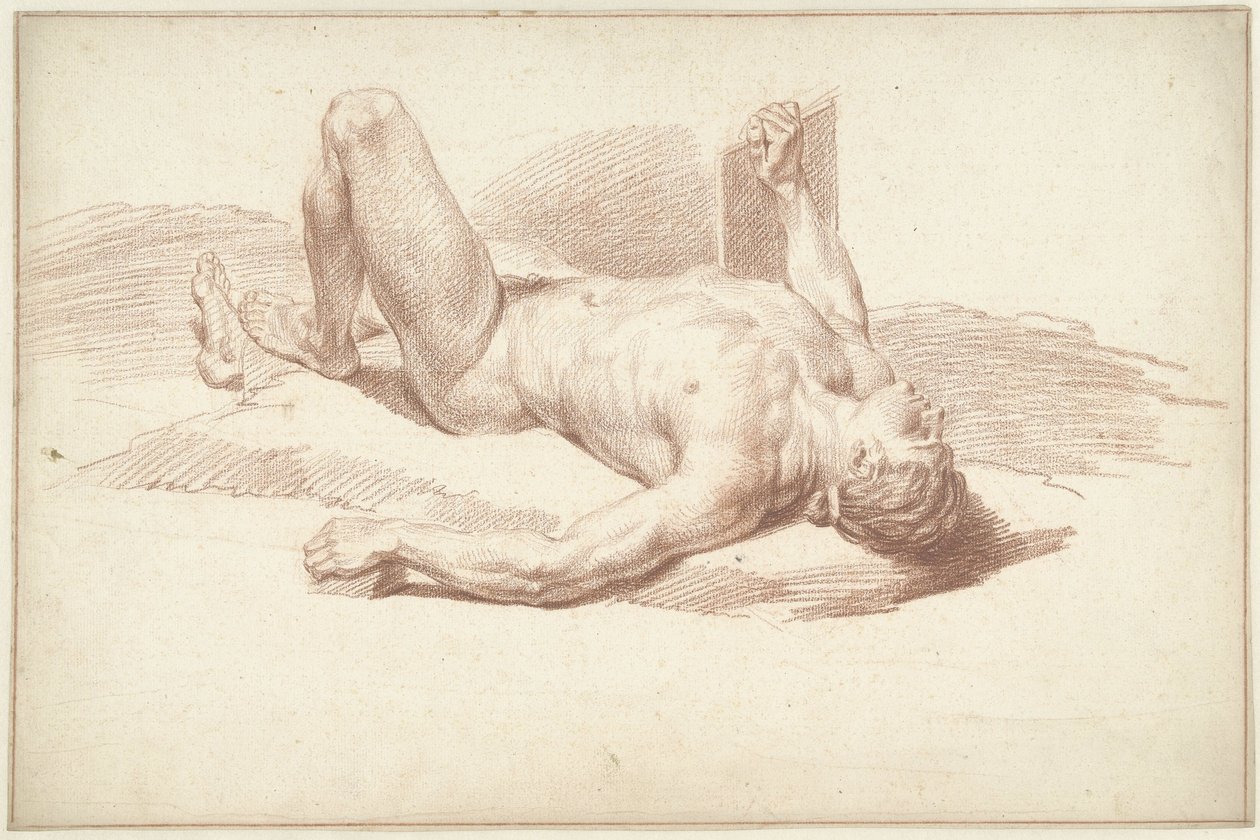 Nu masculino, deitado de costas de Louis Fabritius Dubourg