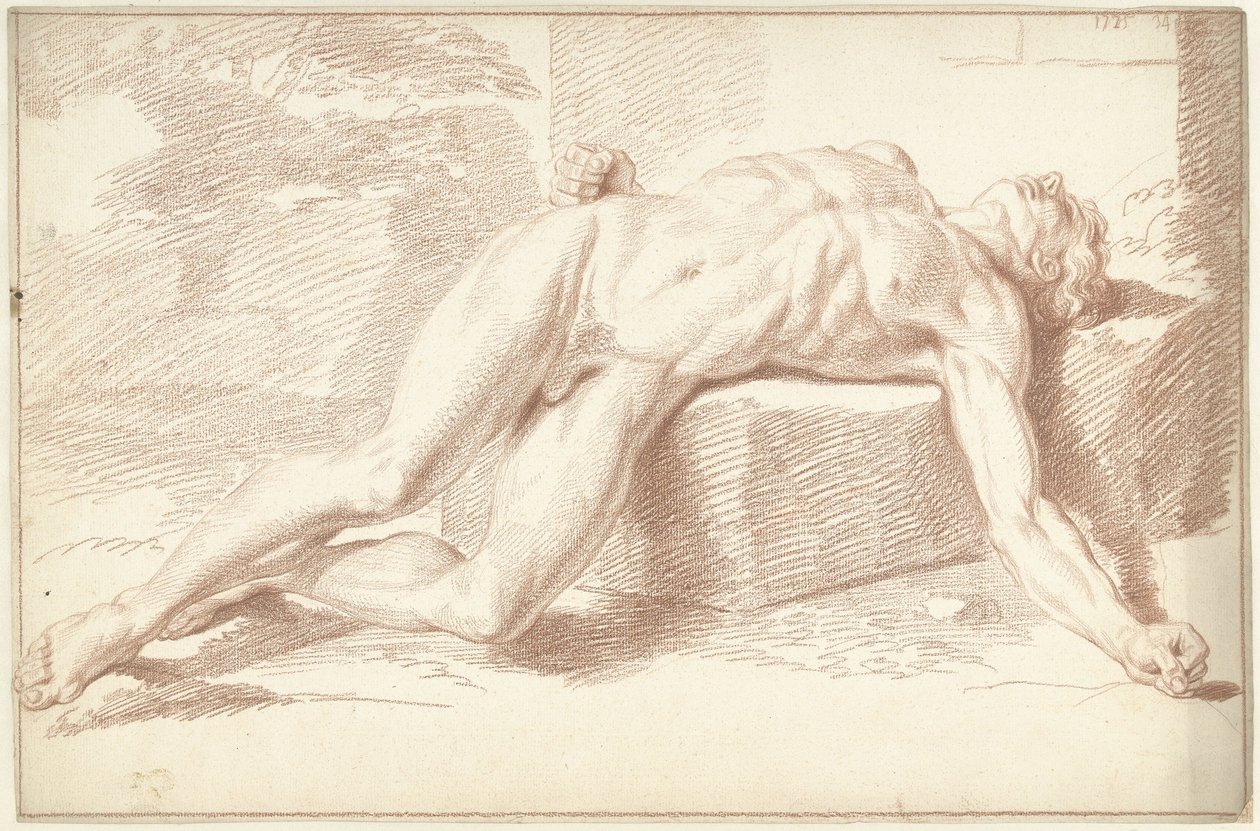 Nu masculino, deitado de costas de Louis Fabritius Dubourg