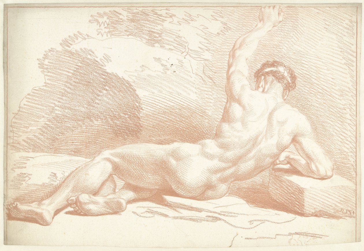 Homem nu, reclinável, visto de trás de Louis Fabritius Dubourg