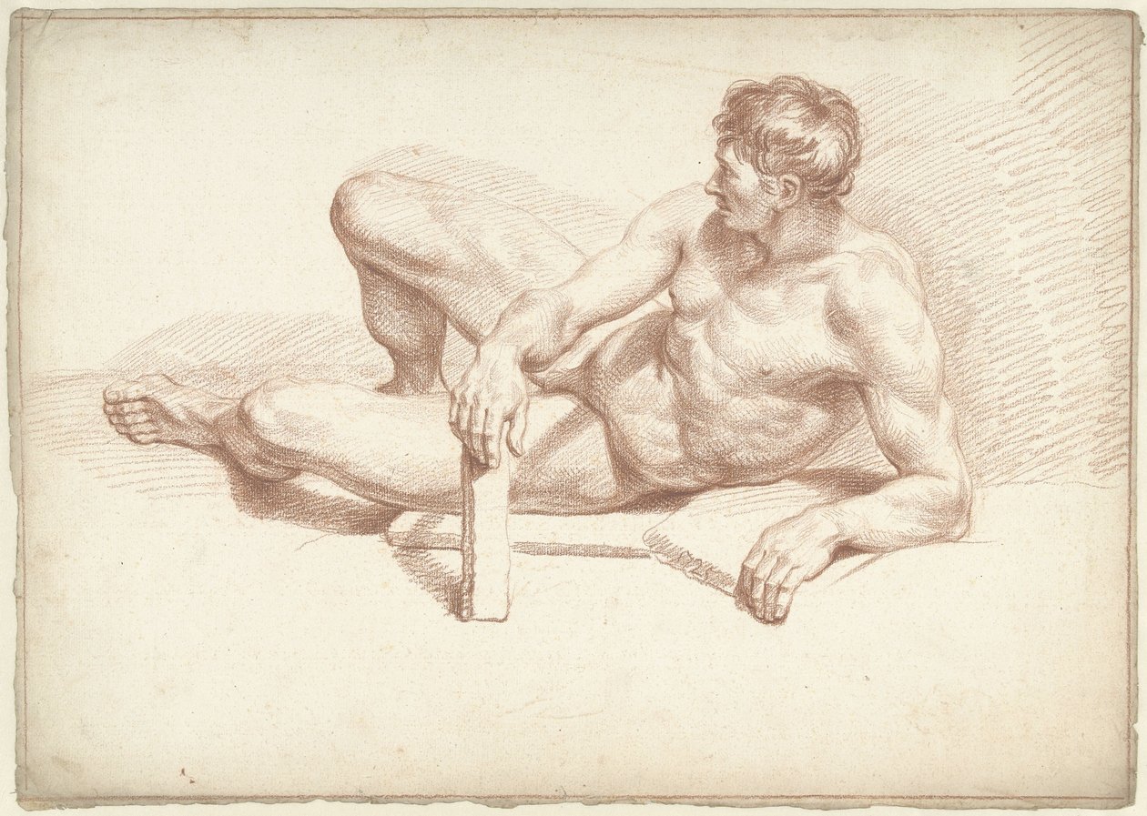 Homem nu, deitado, apoiando o braço esquerdo de Louis Fabritius Dubourg