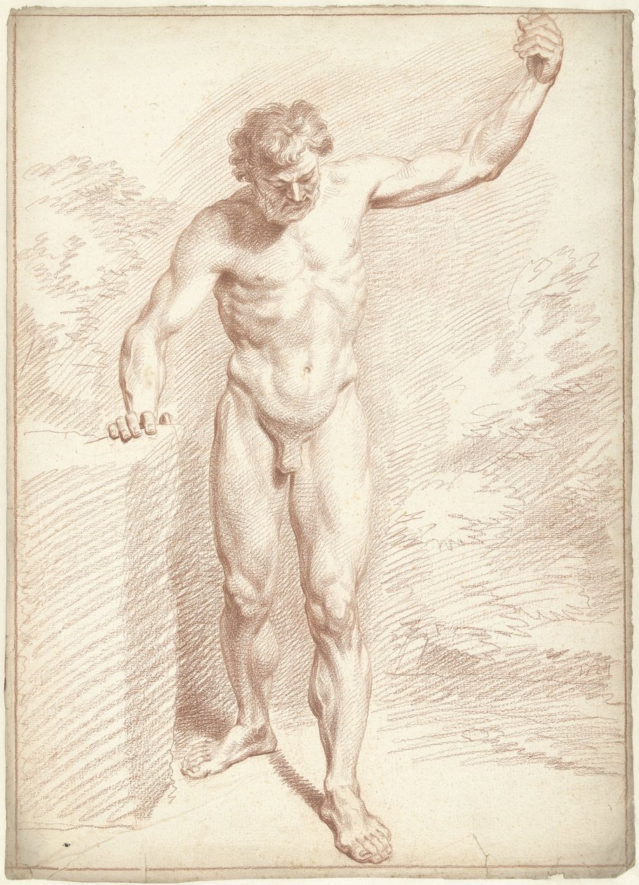 Homem nu, de pé, braço esquerdo levantado de Louis Fabritius Dubourg