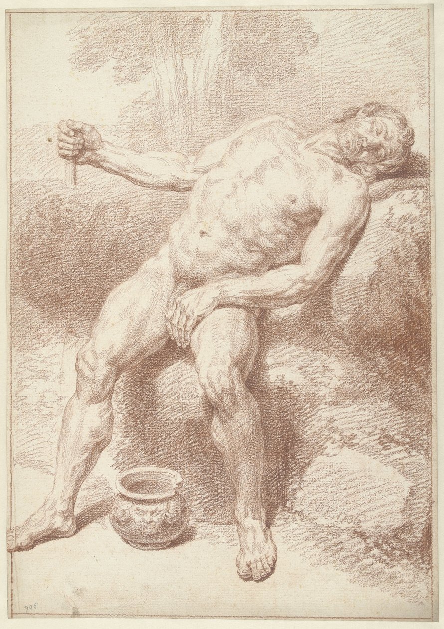 Nu masculino, sentado, reclinado de Louis Fabritius Dubourg