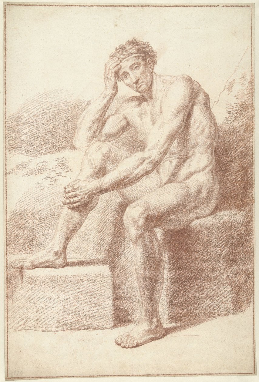 Nu masculino, sentado com os joelhos dobrados de Louis Fabritius Dubourg