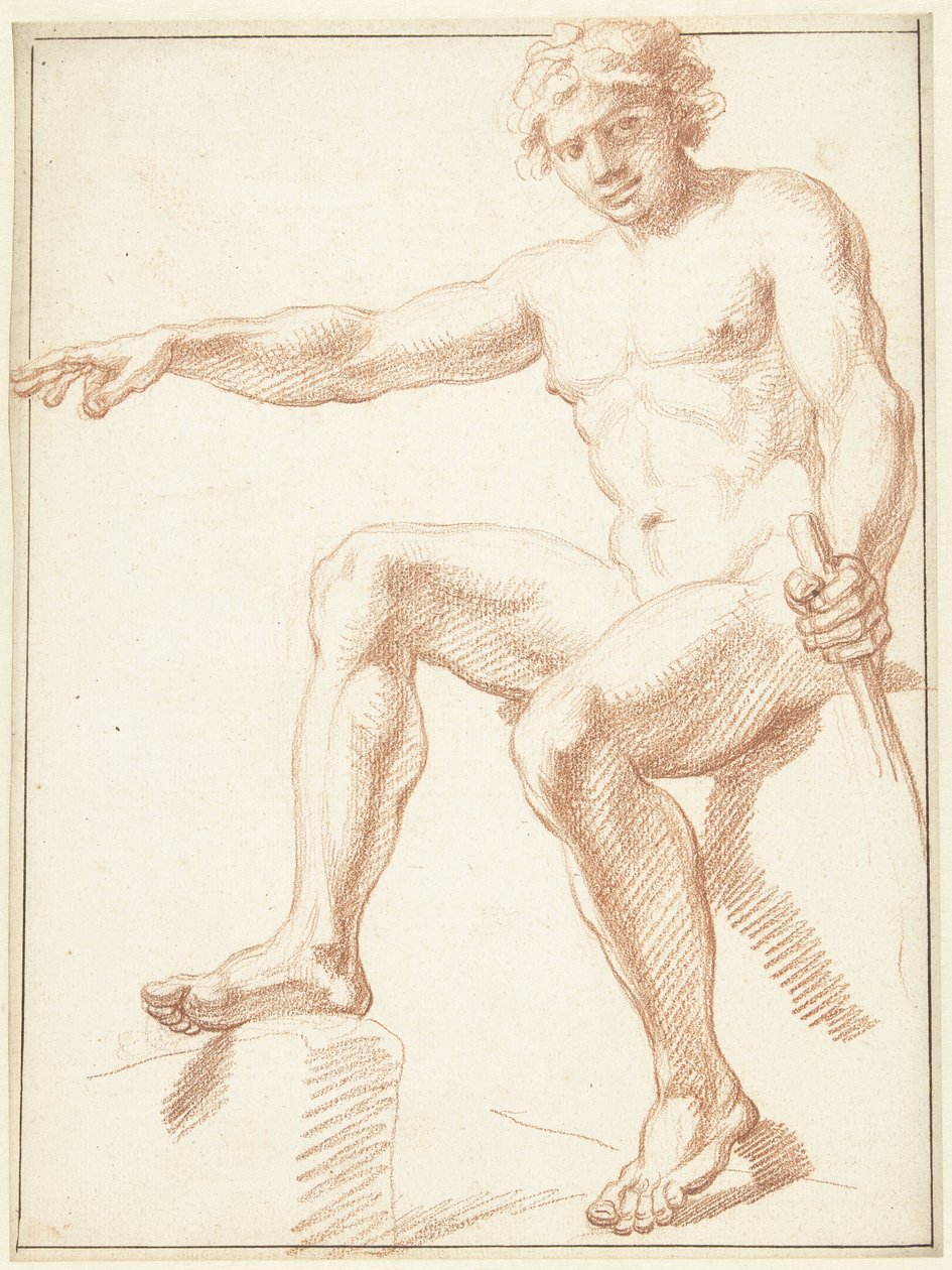 Estudo do nu masculino, sentado com o braço estendido de Louis Fabritius Dubourg
