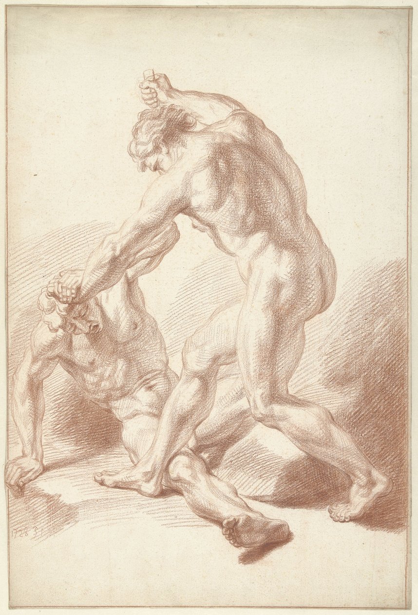 Dois homens nus em batalha de Louis Fabritius Dubourg