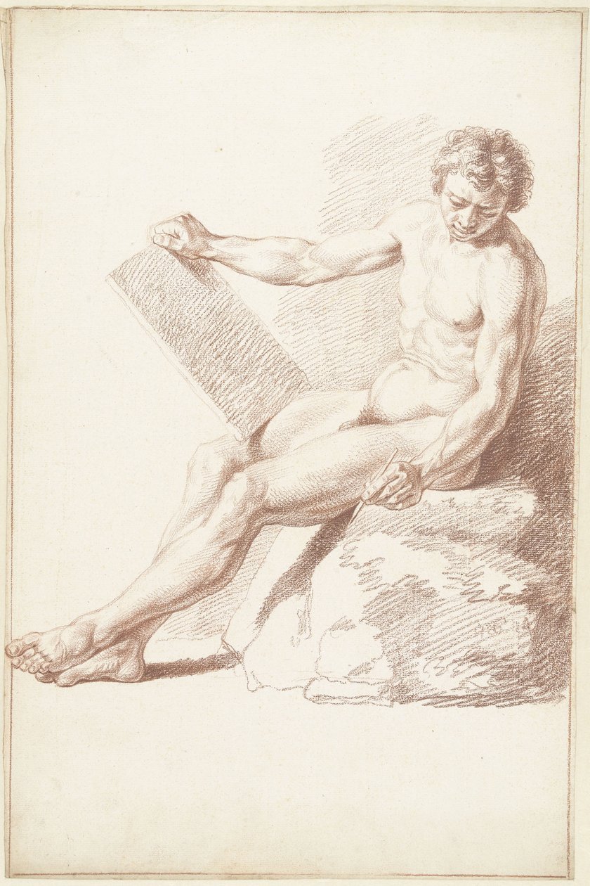 Sentado na academia nu, como desenhista de Louis Fabritius Dubourg