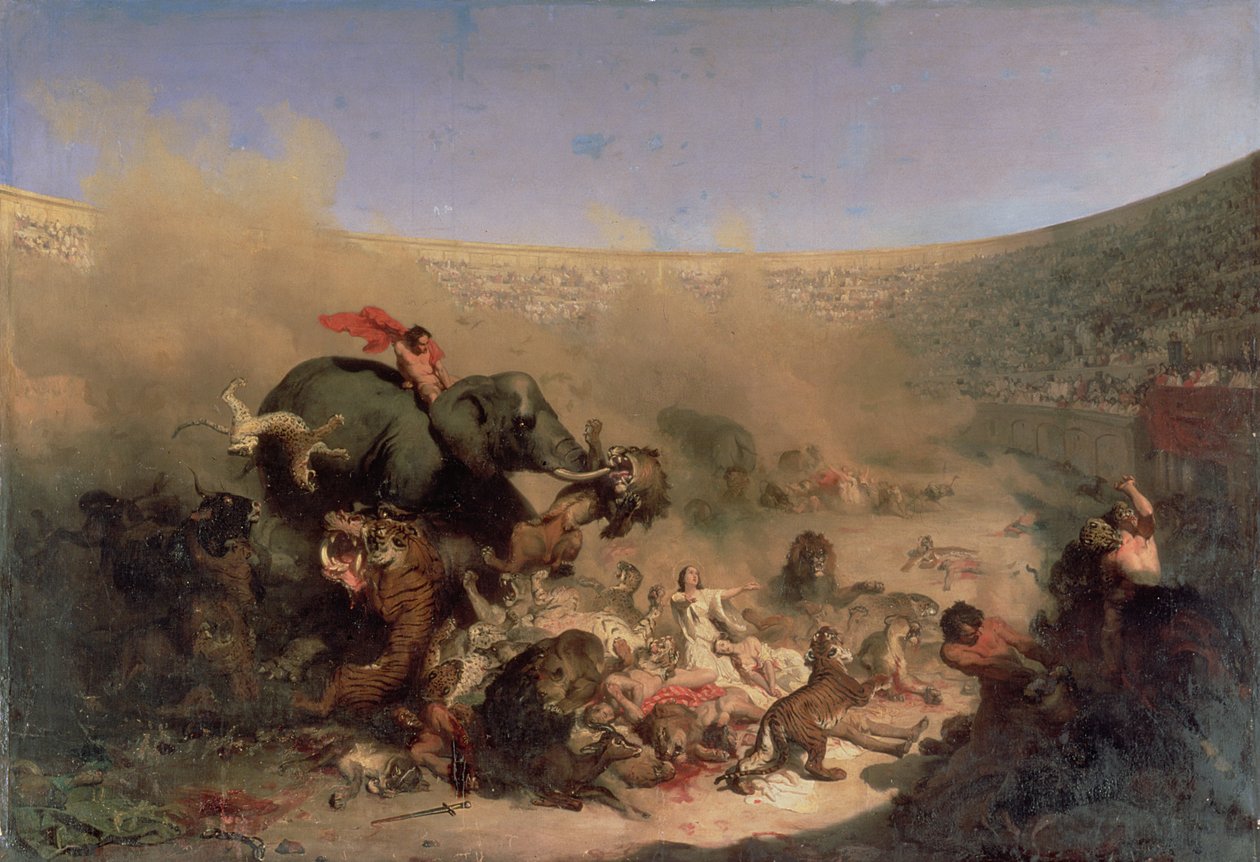 Os Cristãos Jogados às Feras pelos Romanos de Louis Felix Leullier