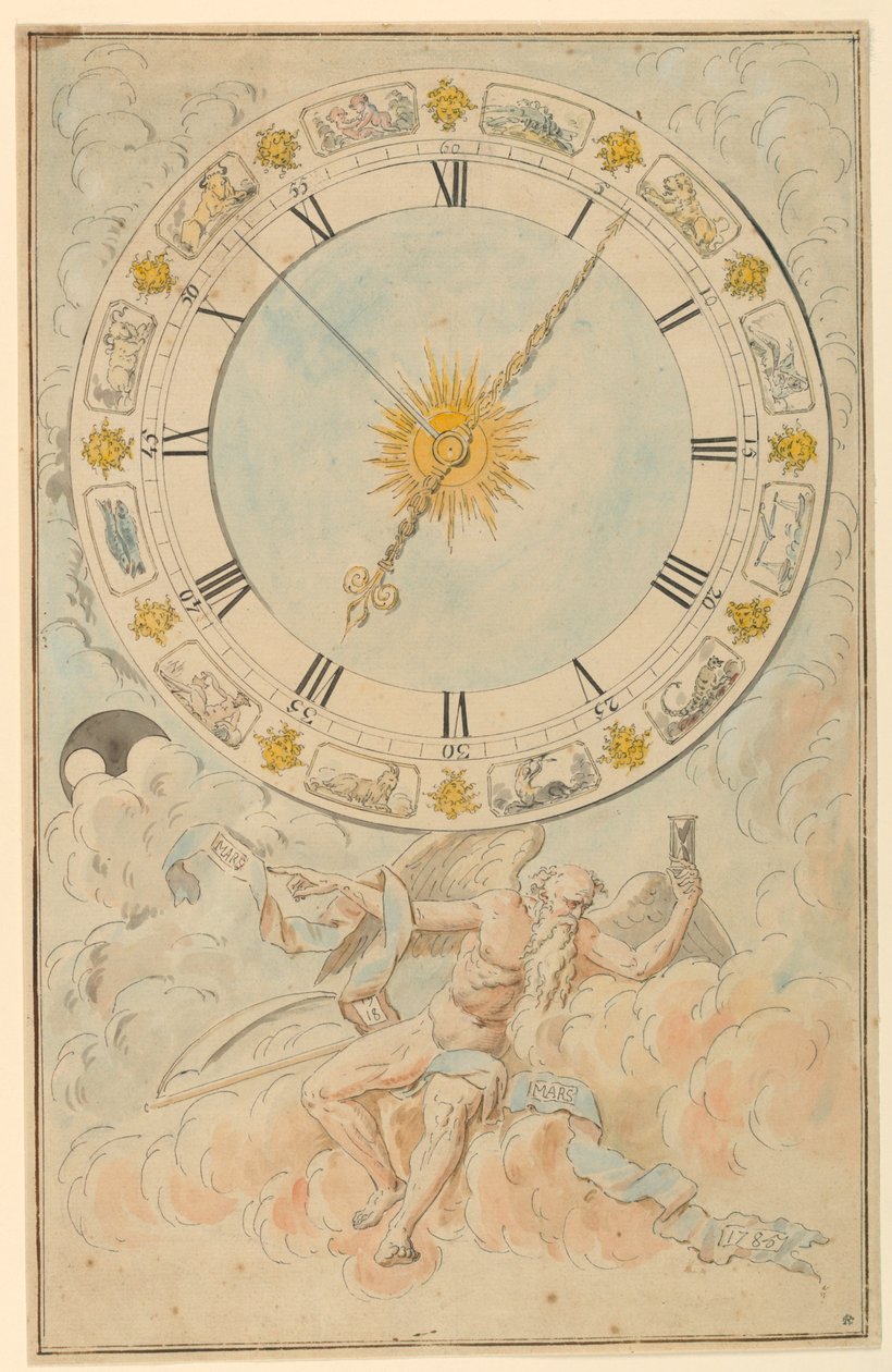 Face do relógio com os signos do zodíaco de Louis Felix de la Rue