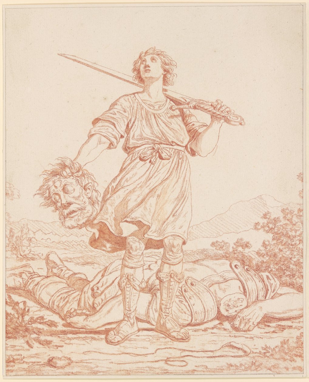 David, o vencedor do gigante Golias de Louis Felix de la Rue