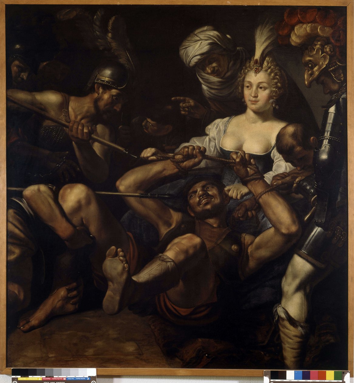 Sansão e Dalila: Sansão perde força enquanto Dalila corta o cabelo (óleo sobre tela) de Louis Finsonius or Finson