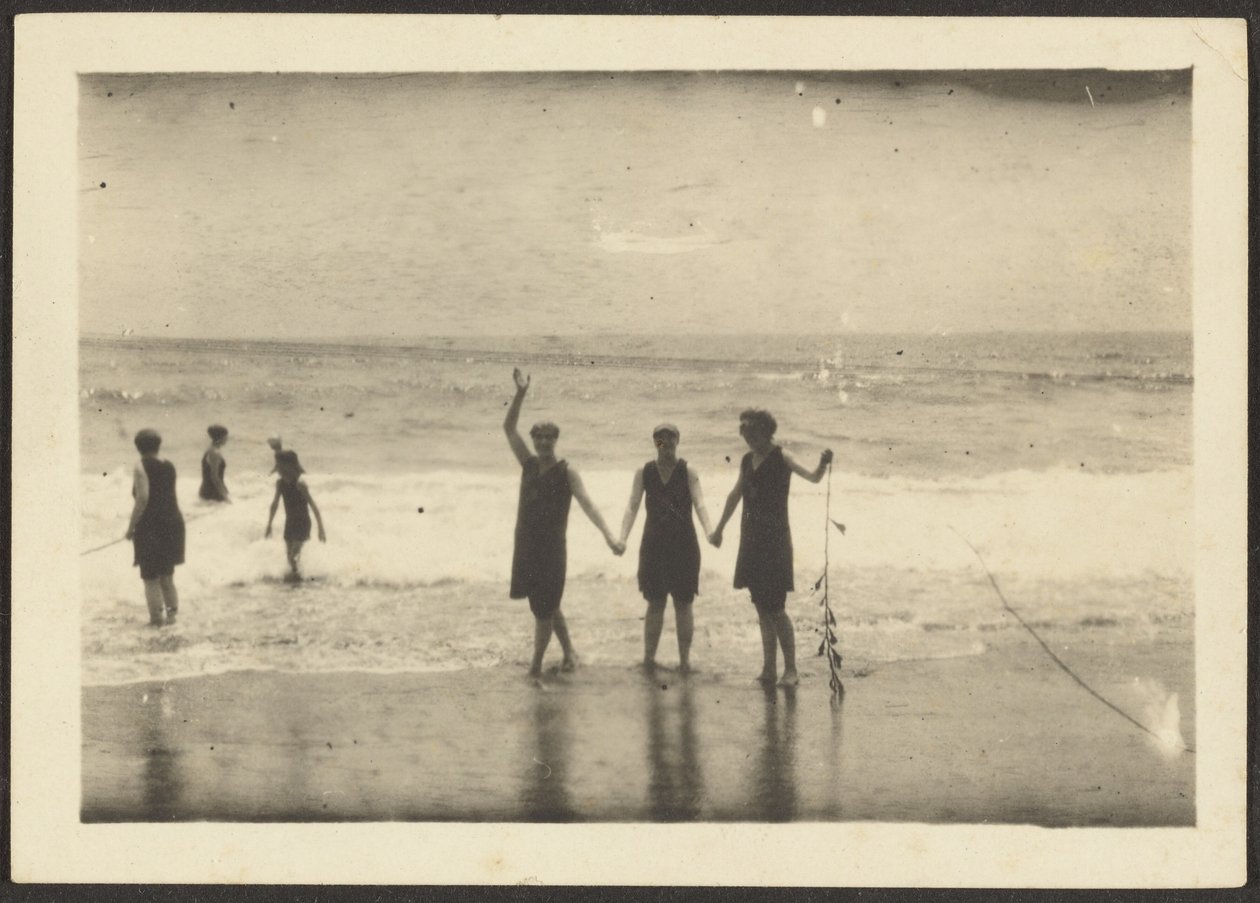 [Figuras numa praia segurando algas marinhas]. de Louis Fleckenstein