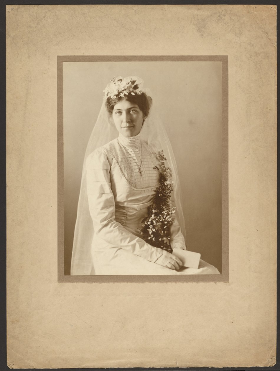 [Retrato de uma noiva com flores de laranjeira] de Louis Fleckenstein