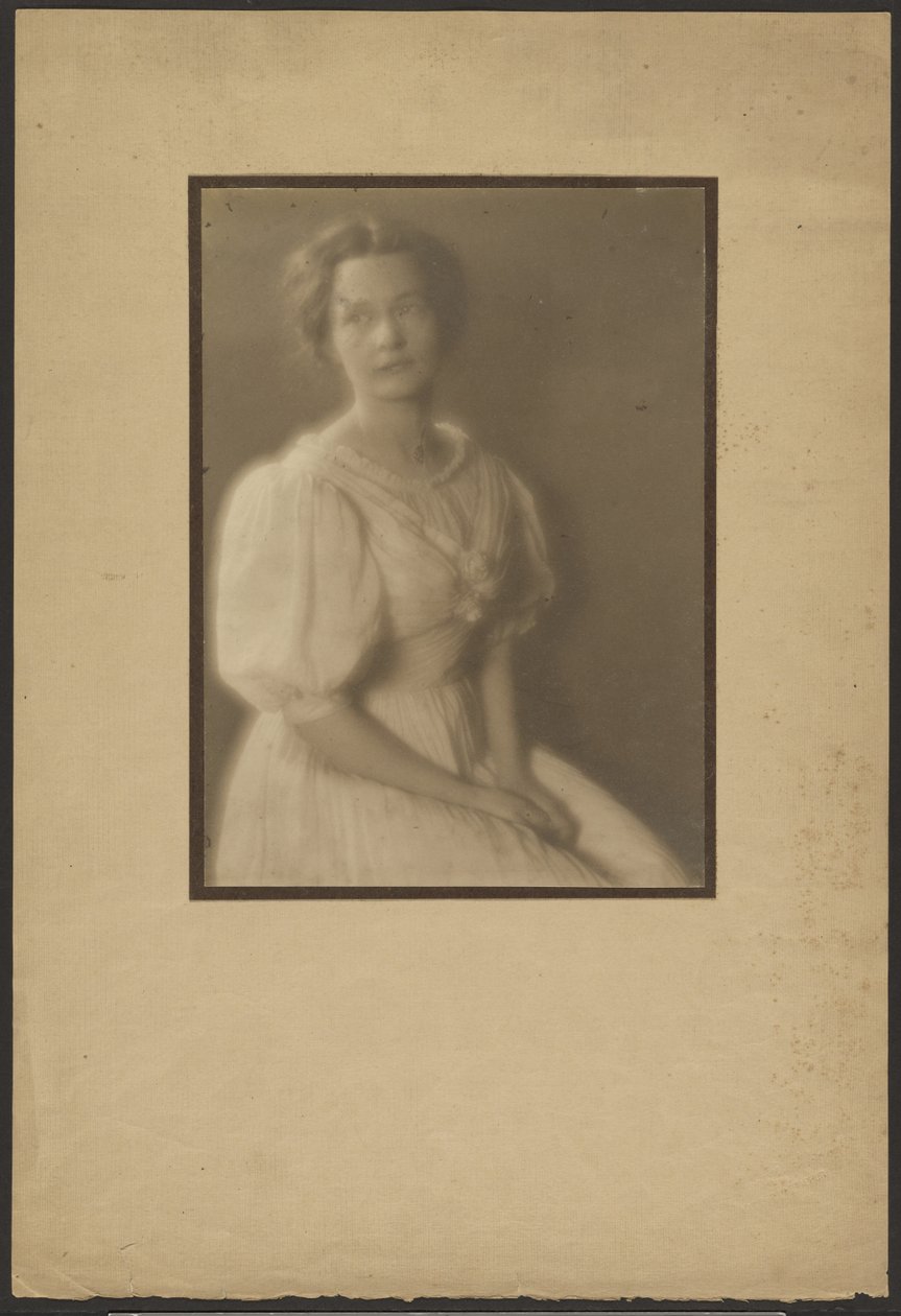 Retrato de uma mulher com vestido e rosas de seda de Louis Fleckenstein