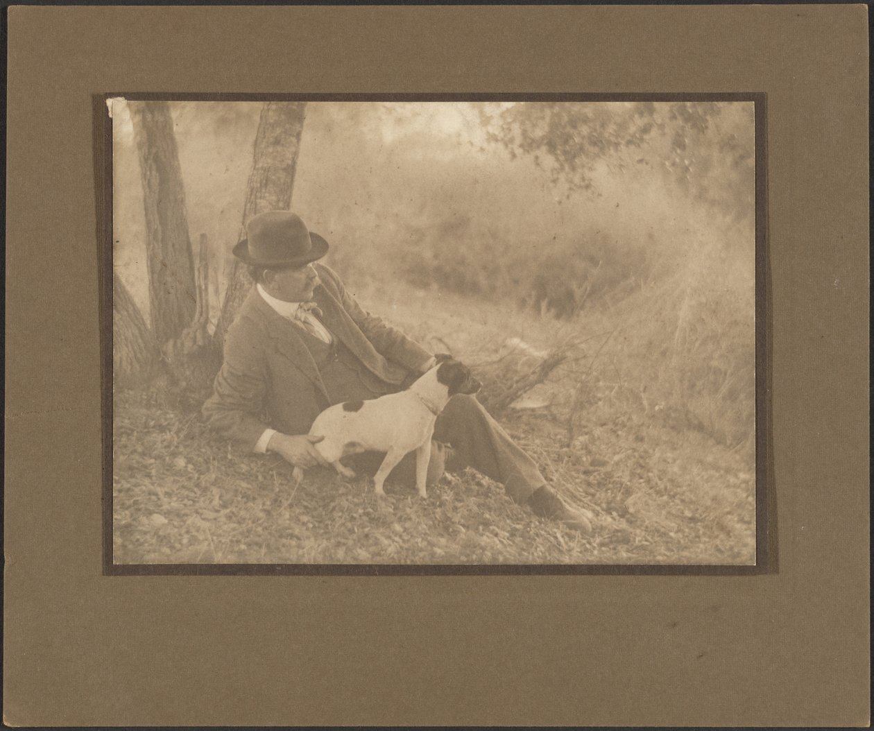 [Autorretrato com cão] de Louis Fleckenstein