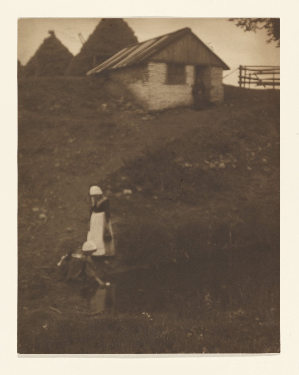 [Duas jovens raparigas numa paisagem]. de Louis Fleckenstein