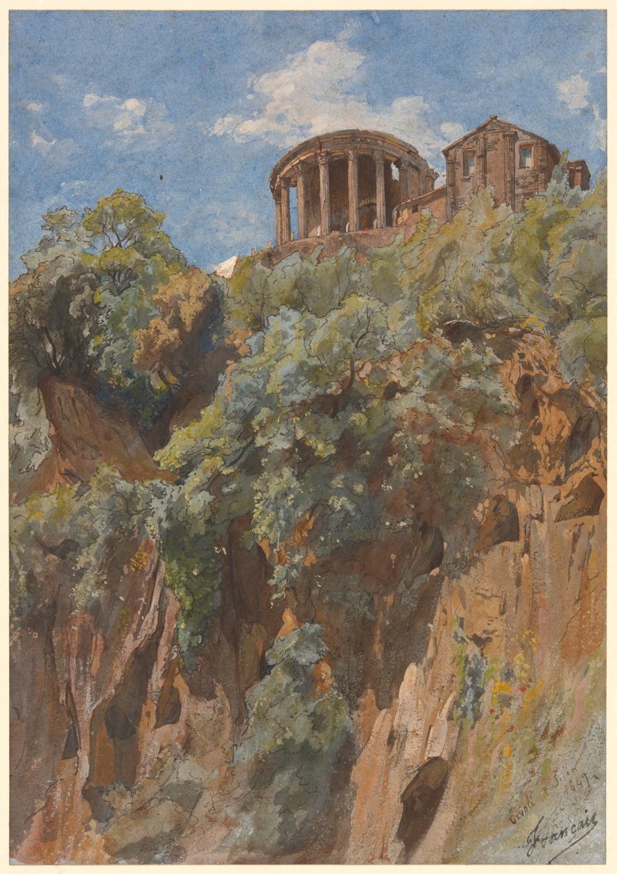 Vista do Templo de Vesta em Tivoli de Louis Français