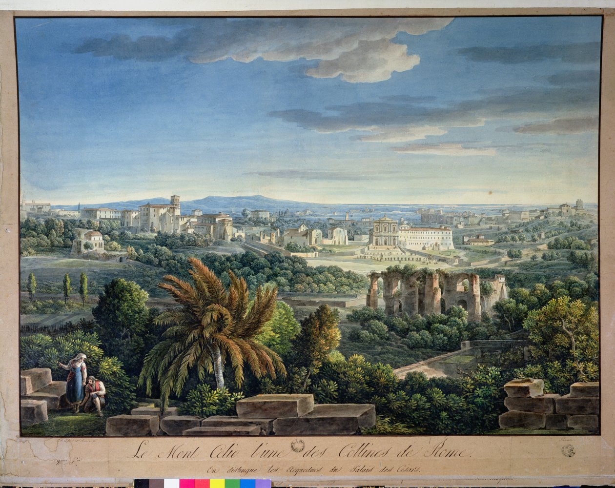 Vista da Colina Celian, Roma, c.1800 de Louis Francois Cassas