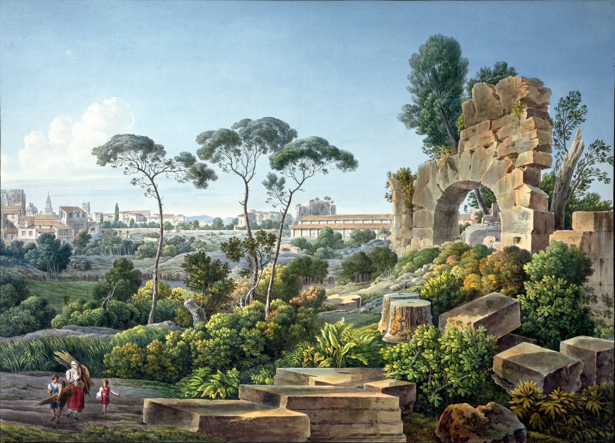 Vista do Monte Esquilino, Roma, c.1800 de Louis Francois Cassas