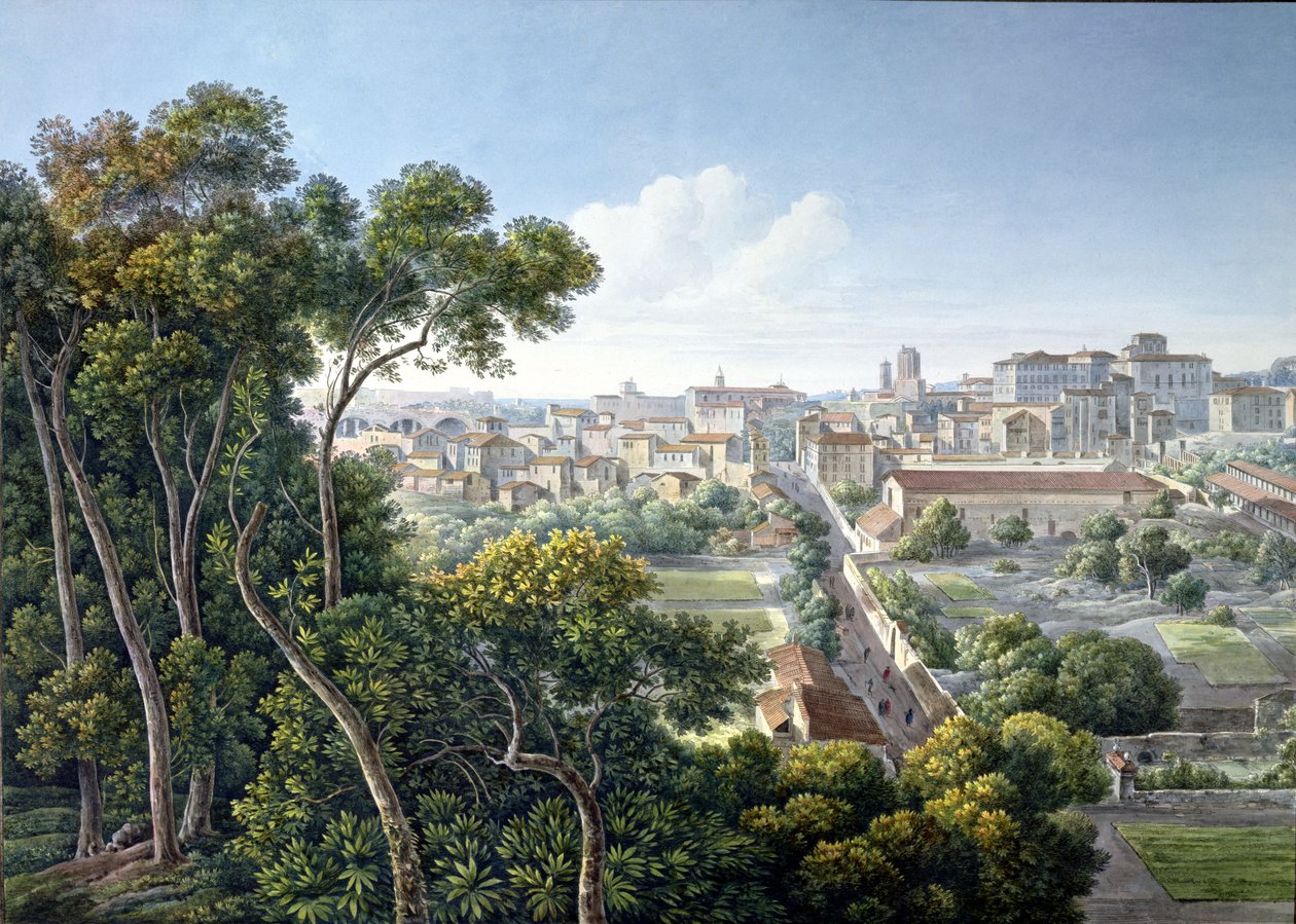 Vista da Colina Viminale, Roma, c.1800 de Louis Francois Cassas