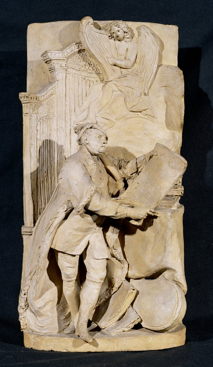 Modello para o monumento a George Frederick Handel (1685-1759) na Abadia de Westminster, c.1760 (terracota) de Louis Francois Roubillac