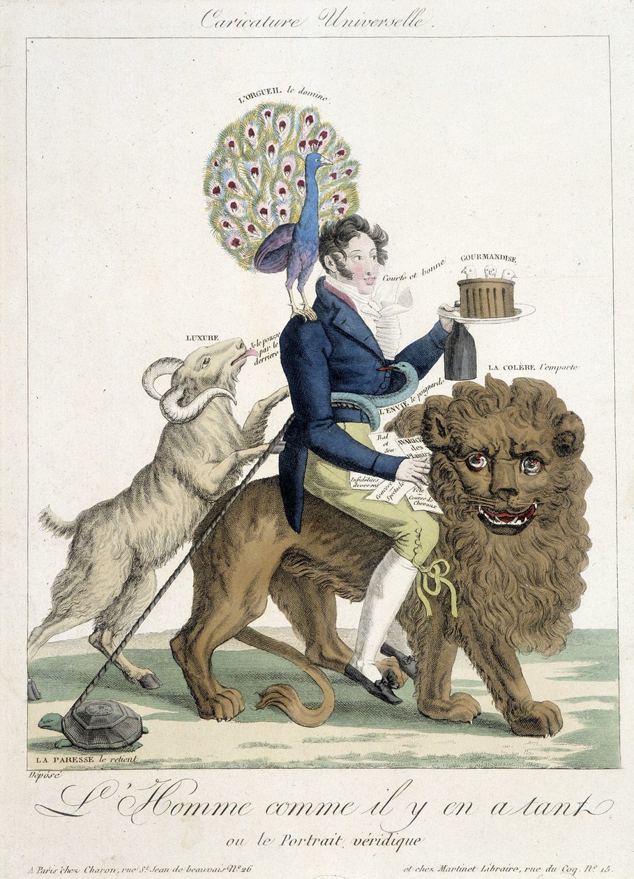 Desenho animado sobre o amor: "O homem como há tantos ou o verdadeiro retrato" de Louis François Charon