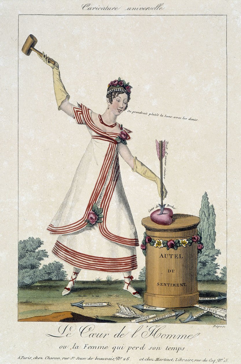 Desenho animado sobre o amor: "O coração do homem ou da mulher que perde o seu tempo" - Carnavalet de Louis François Charon