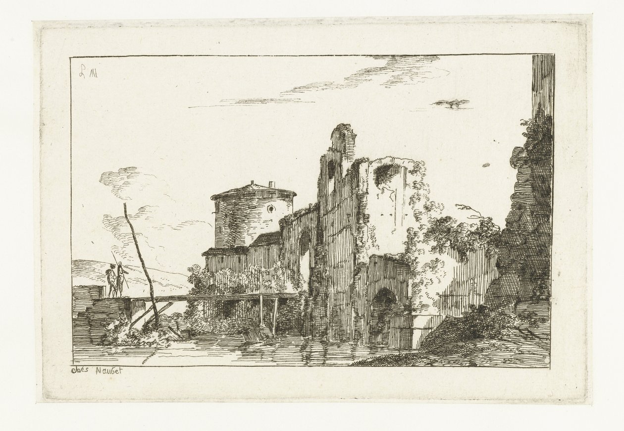 Forte e uma ponte sobre o rio de Louis Gabriel Moreau