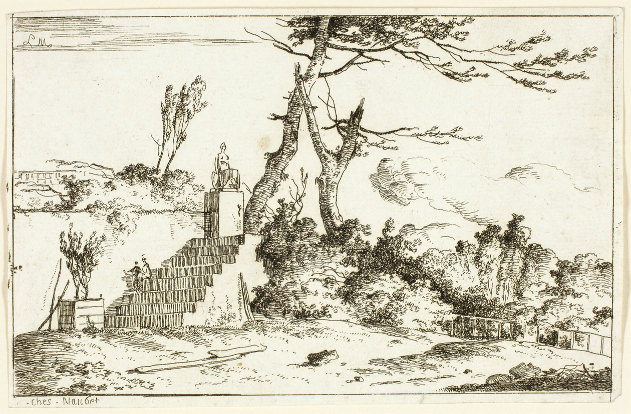Paisagem com Estátua Clássica de Louis Gabriel Moreau