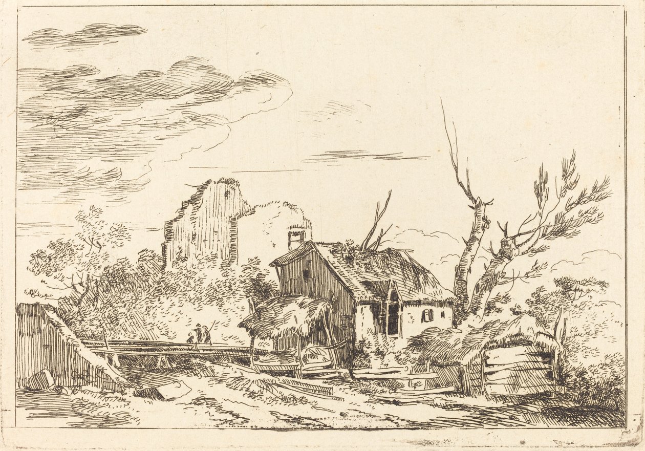 choupana na ponte de Louis Gabriel Moreau the Elder
