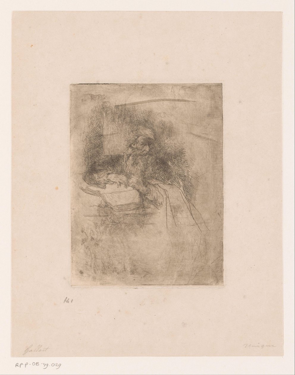 Velho com barba, apoiando-se em um livro aberto de Louis Gallait (attributed to)