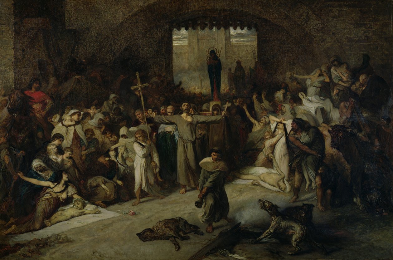 A Praga de Tournai em 1095, 1883 de Louis Gallait