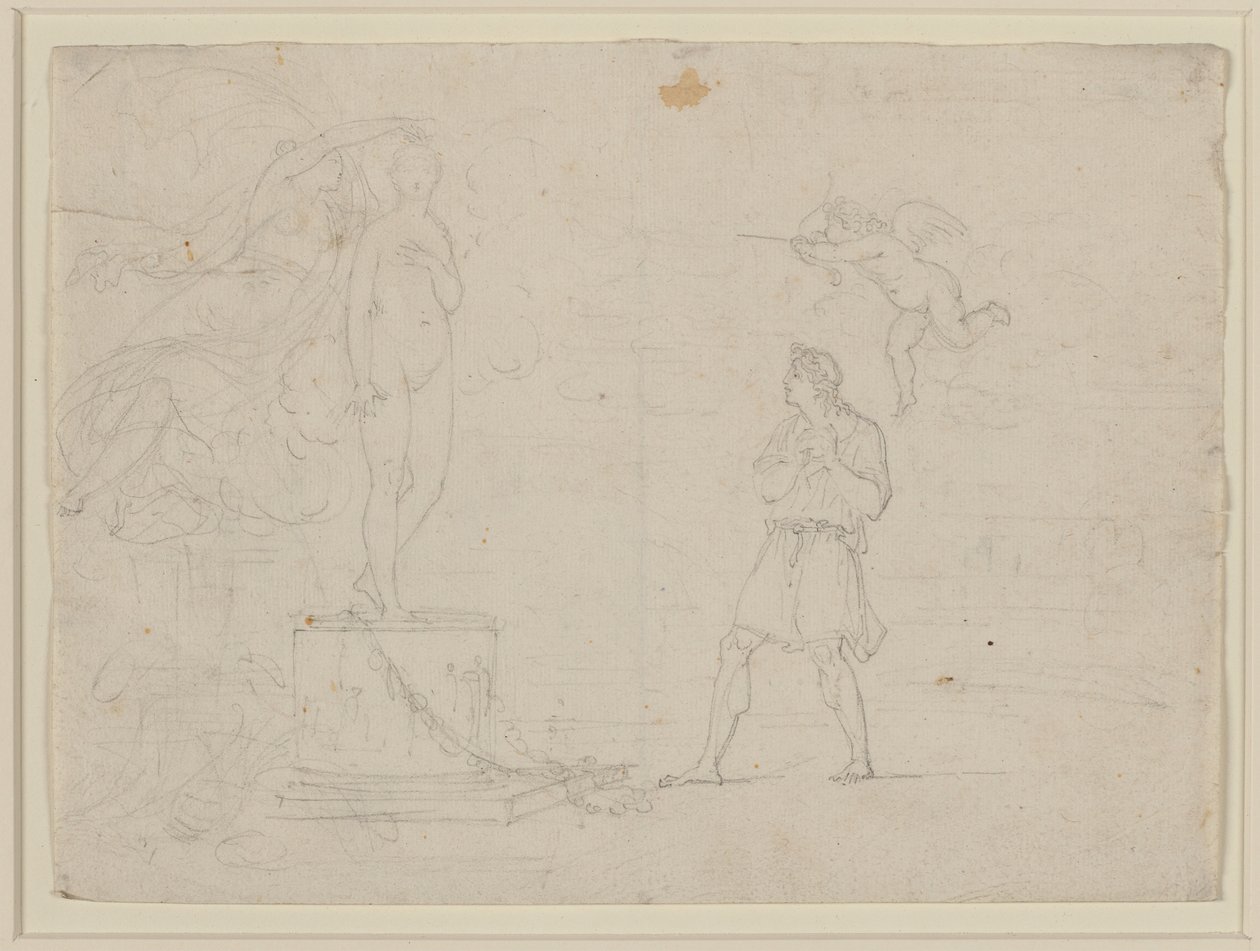 Estudo para Pigmalião e Galateia, c.1797 (giz sobre papel) de Louis Gauffier