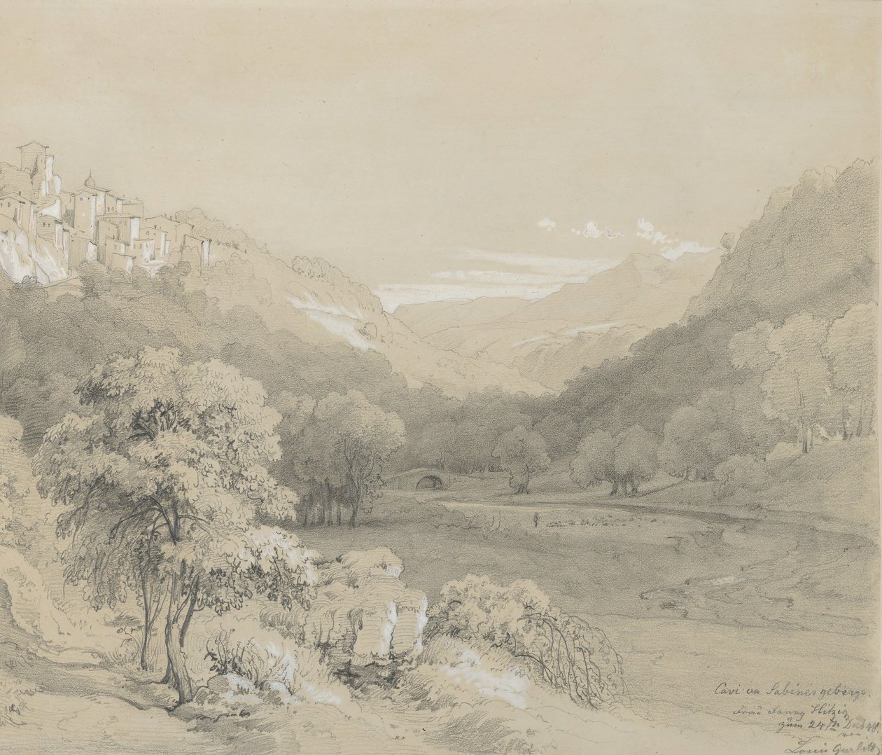 A View of Cavi in the Sabine Hills, 1848. de Louis Gurlitt
