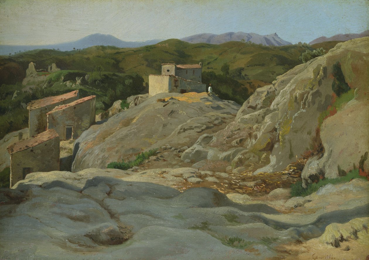 Aldeia italiana (óleo sobre tela) de Louis Gurlitt