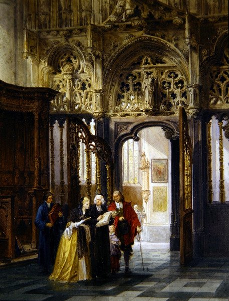 Uma Visita à Catedral (aguarela sobre papel) de Louis Haghe