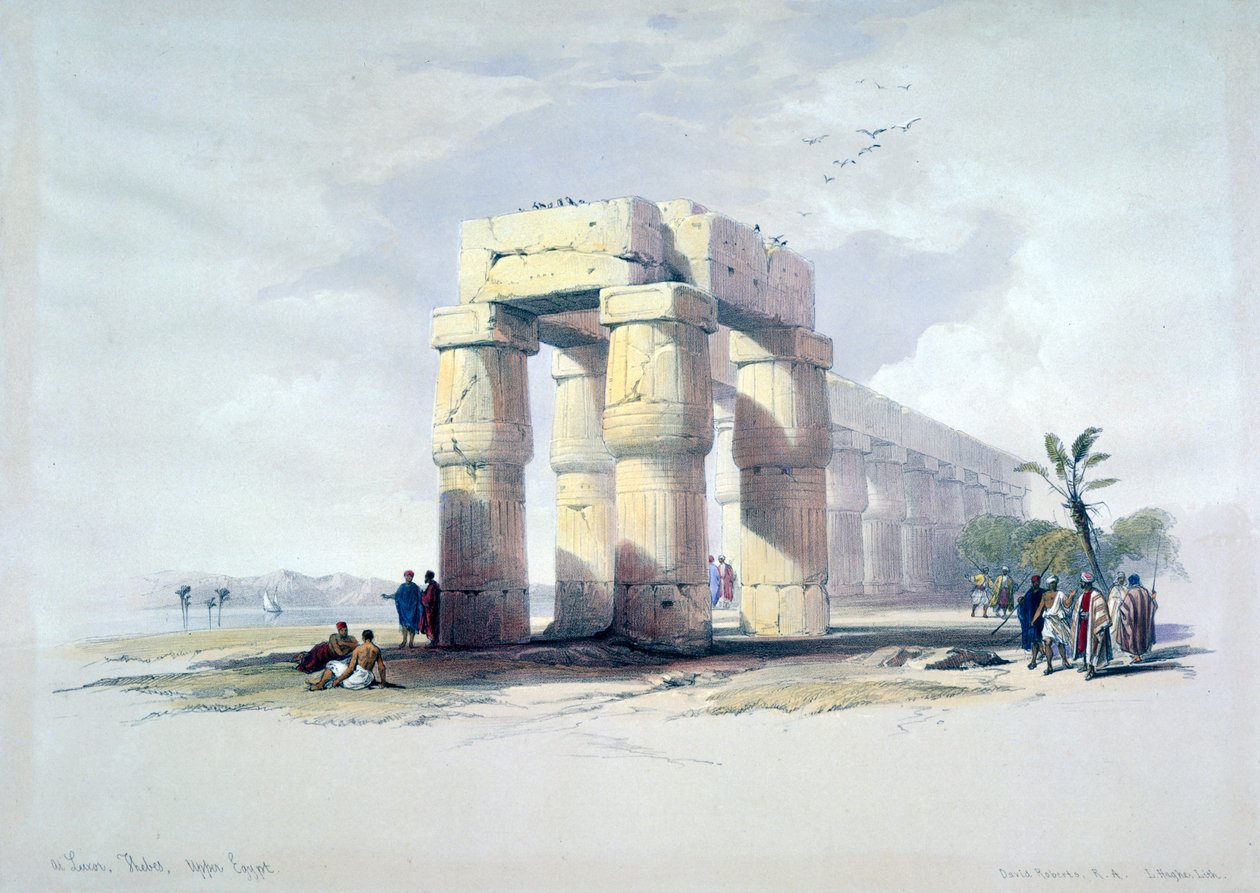 Em Luxor, Tebas, Alto Egito, século XIX de Louis Haghe