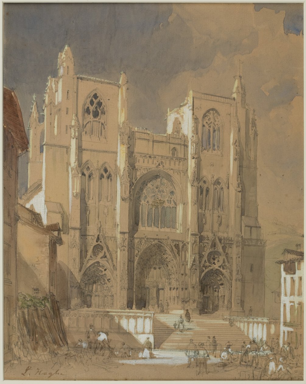 Catedral de St Maurice, Vienne (tinta e lápis e aquarela sobre papel) de Louis Haghe