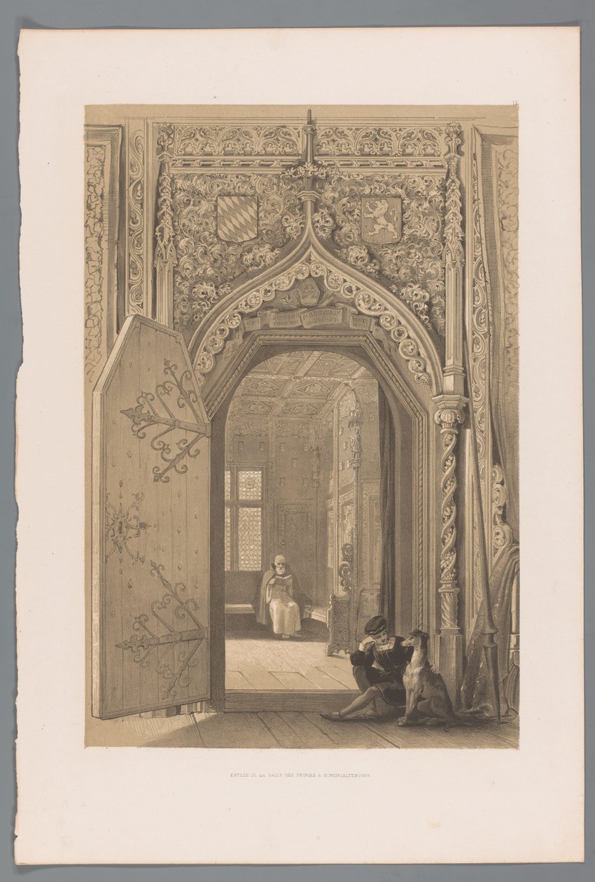 Porta para a câmara principesca em Hohensalzburg Entrée de la salle des princes a Hohensaltzbourg (título no objeto) de Louis Haghe