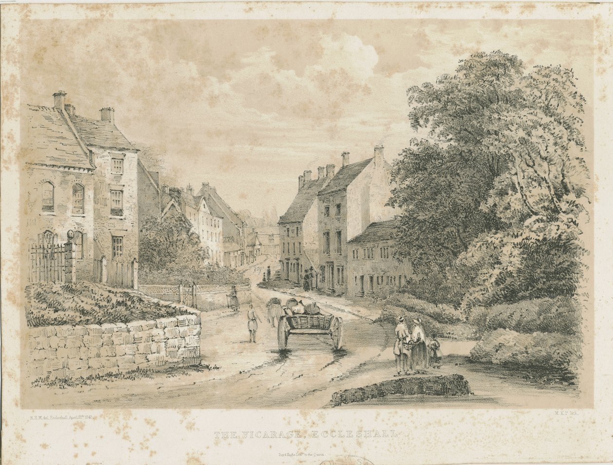 Eccleshall Village: litografia de Louis Haghe