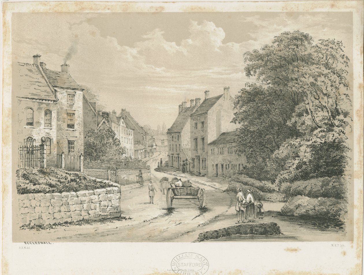 Eccleshall Village: litografia de Louis Haghe