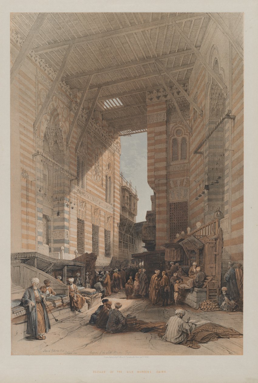 Egito e Núbia, Volume III: Bazar dos Seda Mercers, Cairo, 1848. de Louis Haghe