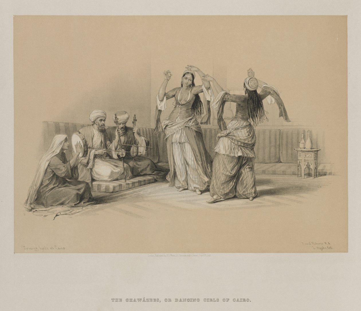 Egito e Núbia, Volume III: Dancing Girls no Cairo, 1849. de Louis Haghe