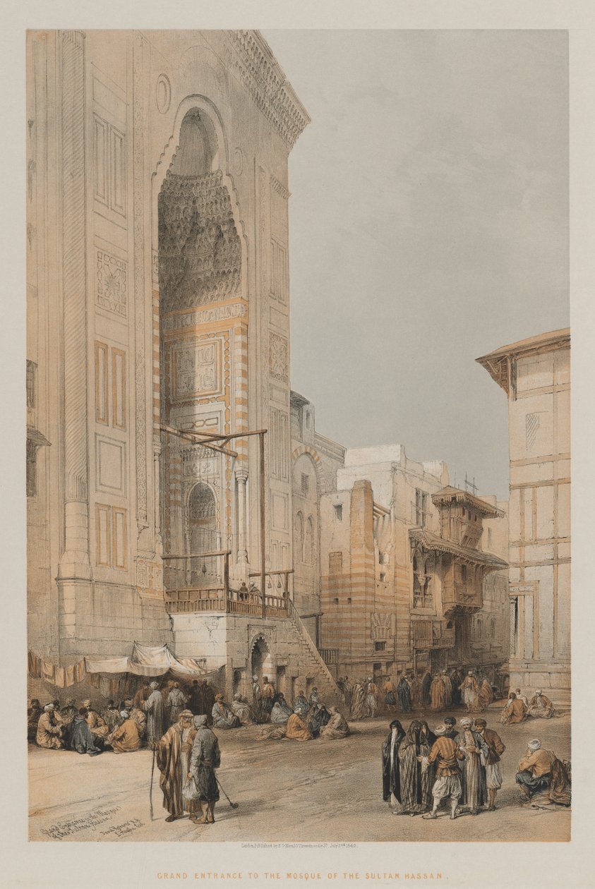 Egito e Núbia, volume III: entrada principal da mesquita do sultão Hassan, 1849. de Louis Haghe